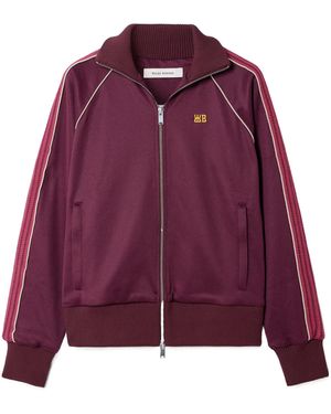 Wales Bonner Mantra Knit-Trimmed Embroidered Jersey Jacket - Purple