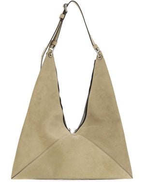 Moschino Buckle Detailed Zipped Shoulder Bag - Natural