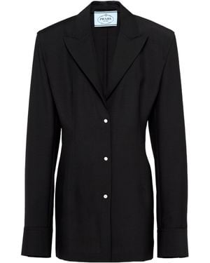 Prada Long-Sleeved Single-Breasted Shirt Jacket - Black
