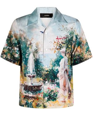 Amiri Garden Print Camp Shirt - Blue
