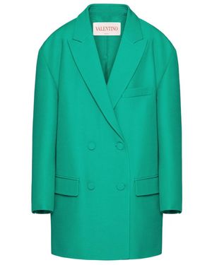 Valentino Crepe Couture Long-Sleeved Blazer - Green