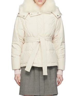 Yves Salomon Hooded Quilted Down Jacket - Natural