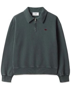Maison Kitsuné Maison Kitsuné Profile Fox Faded Polo Sweatshirt - Green