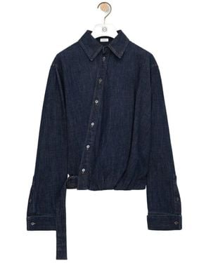 Loewe Cotton-Blend Draped Shirt - Blue