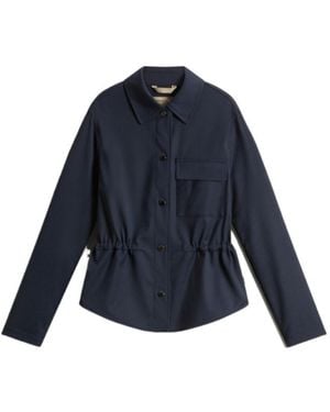 Woolrich Long Sleeved Snapped Overshirt - Blue
