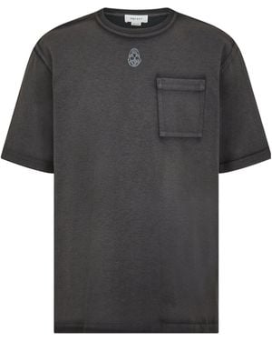 McQueen Vintage Wash Pocket Crew Neck Tshirt - Black