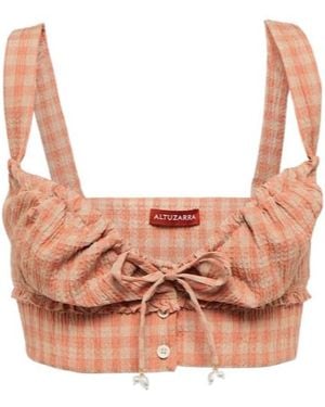 Altuzarra Bijou Gingham Cropped Top - Pink