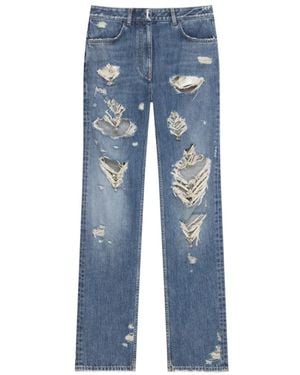 Givenchy Straight-Leg Distressed Jeans - Blue