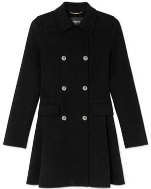 Versace Double-Breasted A-Line Coat - Black