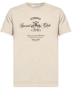 Iceberg Bear Printed Crewneck T-Shirt - Natural