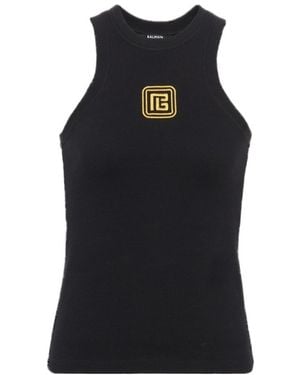 Balmain Retro Pb Stretch Tank Top Clothing - Black