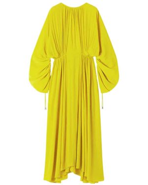 Lanvin Gathered Crewneck Midi Dress - Yellow