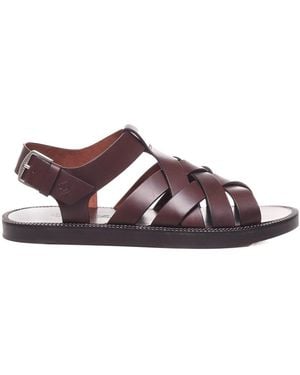 Loro Piana Kumihimo Caged Leather Sandals - Brown