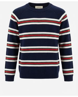 Gucci Children's Cotton Sweater With Web - Blue