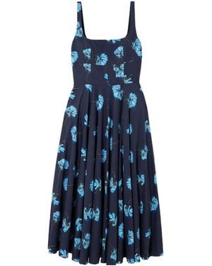 Emilia Wickstead Floral-Print Cotton-Poplin Midi Dress - Blue