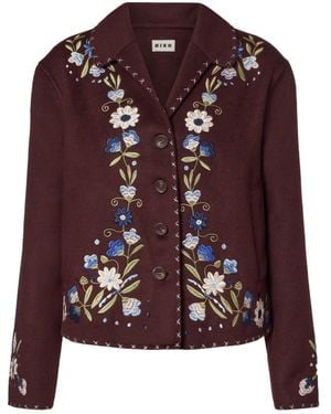 RIXO London Embroidered Single-Breasted Casual Jacket - Purple