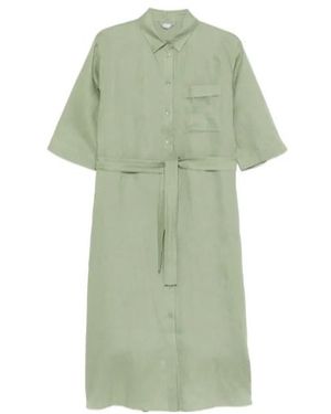 Max Mara Button Belt Linen Midi Dress - Green
