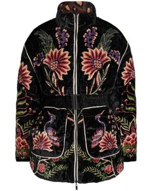 FARM Rio Marvelous Garden Floral-Print Velvet Jacket - Gray