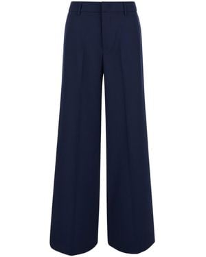 Pt Pantaloni Pt Torino Lorenza High Waist Half Elastic Belt Pants - Blue