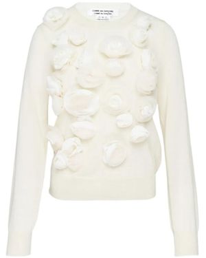 Comme des Garçons Floral-Appliqué Sweater - White