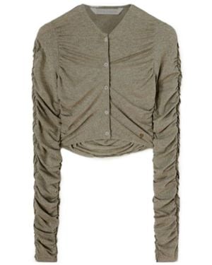 Palm Angels Ruched Lurex Cropped Cardigan - Green
