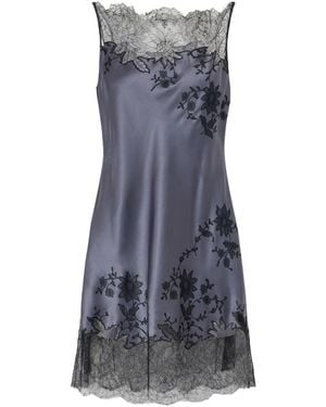 Carine Gilson Lace-Embroidered Silk-Satin Mini Dress - Grey