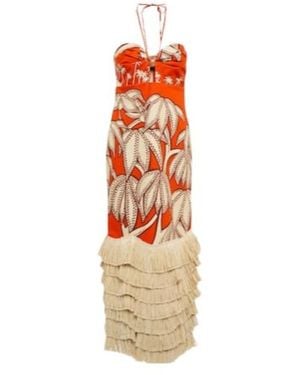 Johanna Ortiz Ruffle Floral Maxi Dress - White
