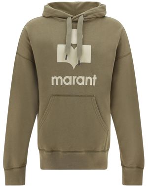 Isabel Marant Miley Logo Printed Drawstring Hoodie - Green