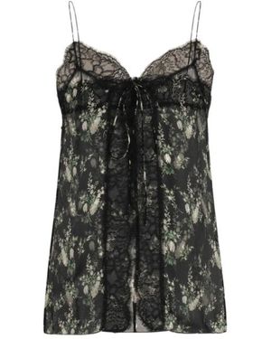 Dolce & Gabbana Lace Panel Floral Top - Black