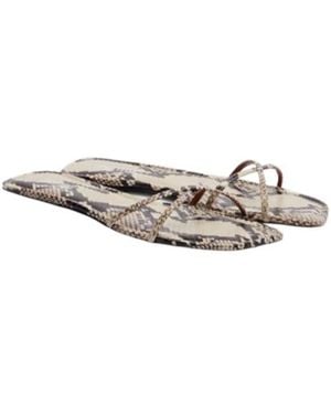 Paris Texas Biarritz Snake-Effect Leather Sandals - White