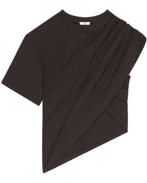 Courreges Asymmetrical Twist T-Shirt - Black