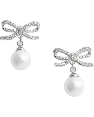Self-Portrait Embellished Bow Earrings - White