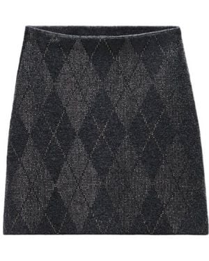 Alexander Wang Argyle-Motif A-Line Skirt - Black