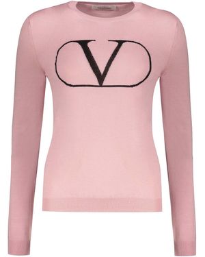 Valentino Long Sleeve Crewneck Sweater - Pink