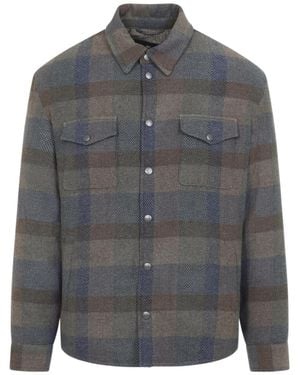 Etro Check-Pattern Button-Up Shirt - Gray
