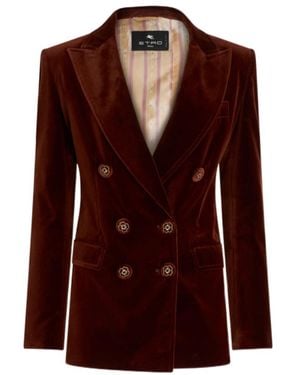 Etro Double-Breasted Long-Sleeved Blazer - Red