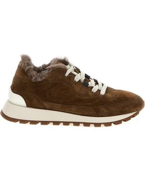 スニーカー BRUNELLO CUCINELLI Women Sneakers MZSFG2908C7495 Brown Brunello Cucinelli Grey/Sage Green Sneakers in Suede