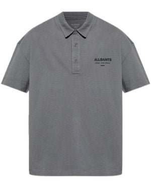 AllSaints Logo Polo Shirt - Grey