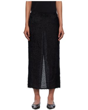 St. Agni Feather Embellished Midi Skirt - Black