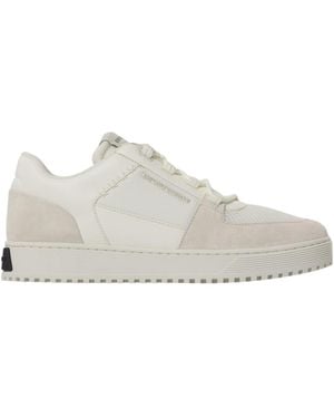Emporio Armani Round Toe Lace-Up Trainers - White
