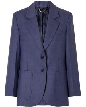 Victoria Beckham Slate Wool-Blend Blazer - Blue
