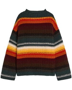 KHAITE Yanis Striped Cashmere Jumper - Orange