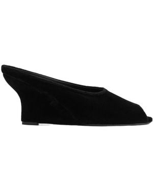 TOTEME 75Mm Peep-Toe Velvet Wedge Sandals - Black