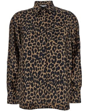 Max Mara And Oversized Shirt With All-Over Leopard Print I - Black