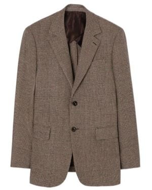 Burberry Check Wool Linen Blend Sloane Tailored Jacket - Brown