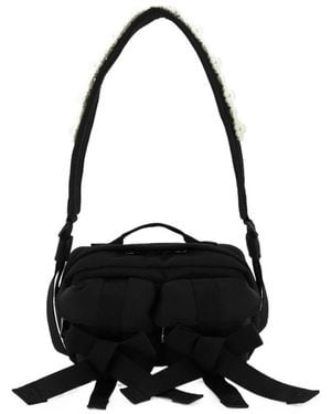 Simone Rocha Bow Detailed Embellished Tote Bag - Black