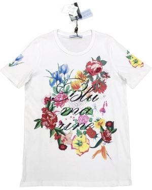 Blumarine Floral Printed T-Shirt - White