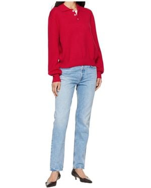 Agolde Romney Mid Rise Straight Leg Jeans - Red