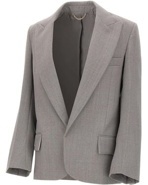 Victoria Beckham Long-Sleeved Suit Jacket - Gray