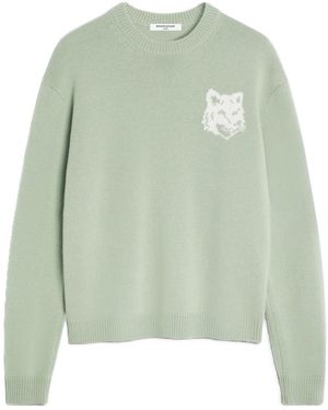 Maison Kitsuné Fox-Head Crew-Neck Jumper - Green